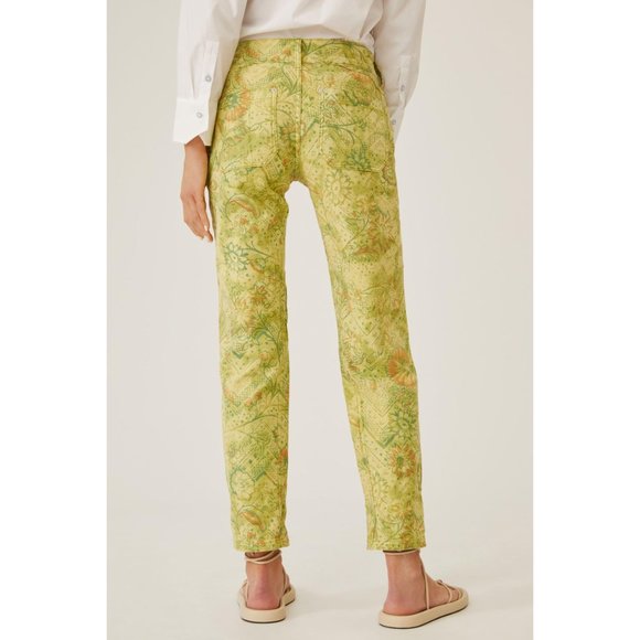 NWOT 💛 Anthropologie Pilcro The Wanderer Low-Rise Pants Printed Green 26 - Picture 2 of 8